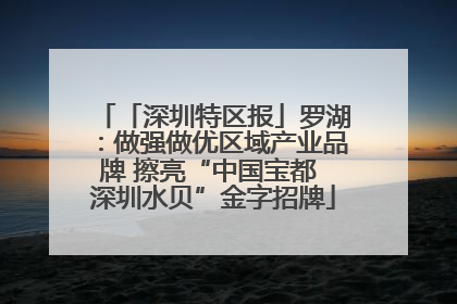 「深圳特区报」罗湖：做强做优区域产业品牌 擦亮“中国宝都 深圳水贝”金字招牌