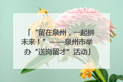 “留在泉州，一起拼未来！”——泉州市举办“送岗留才”活动