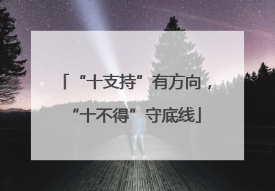 “十支持”有方向，“十不得”守底线