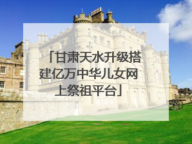 甘肃天水升级搭建亿万中华儿女网上祭祖平台