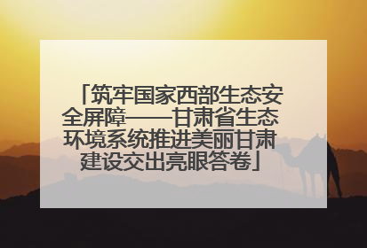 筑牢国家西部生态安全屏障——甘肃省生态环境系统推进美丽甘肃建设交出亮眼答卷