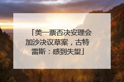 美一票否决安理会加沙决议草案，古特雷斯：感到失望