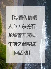 粽香传情暖人心！东莞石龙城管开展端午前夕温暖慰问活动
