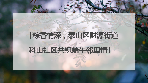 粽香情深，泰山区财源街道科山社区共织端午邻里情