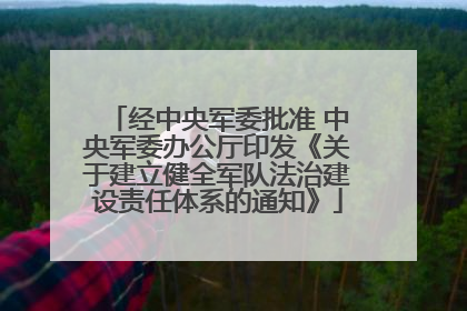 经中央军委批准 中央军委办公厅印发《关于建立健全军队法治建设责任体系的通知》