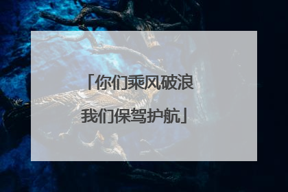 你们乘风破浪 我们保驾护航