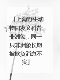 上海野生动物园发文科普非洲象：同一只非洲象长期被欺负消息不实