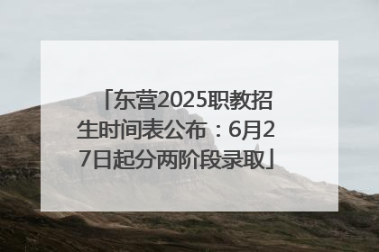 东营2025职教招生时间表公布：6月27日起分两阶段录取