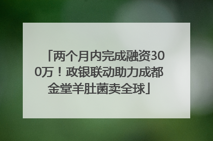 两个月内完成融资300万！政银联动助力成都金堂羊肚菌卖全球