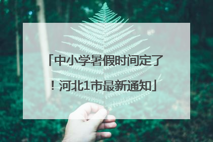 中小学暑假时间定了！河北1市最新通知