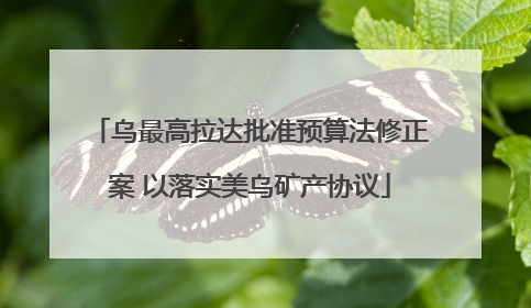 乌最高拉达批准预算法修正案 以落实美乌矿产协议