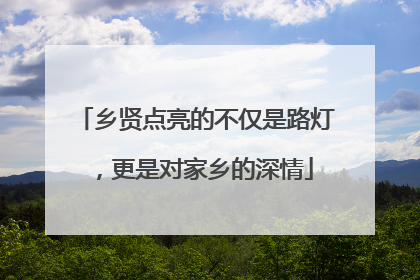 乡贤点亮的不仅是路灯，更是对家乡的深情
