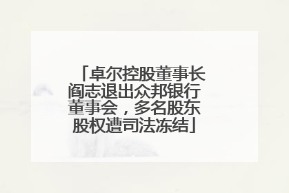 卓尔控股董事长阎志退出众邦银行董事会，多名股东股权遭司法冻结