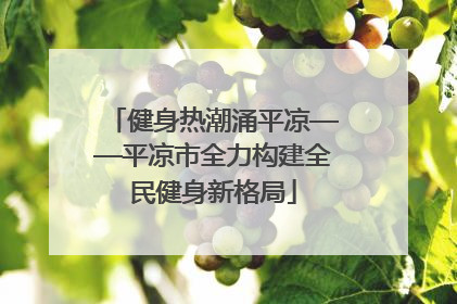 健身热潮涌平凉——平凉市全力构建全民健身新格局