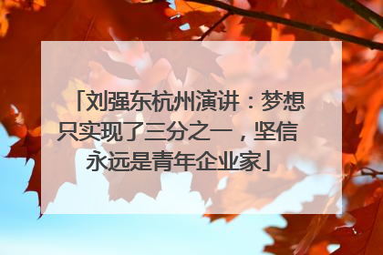 刘强东杭州演讲：梦想只实现了三分之一，坚信永远是青年企业家