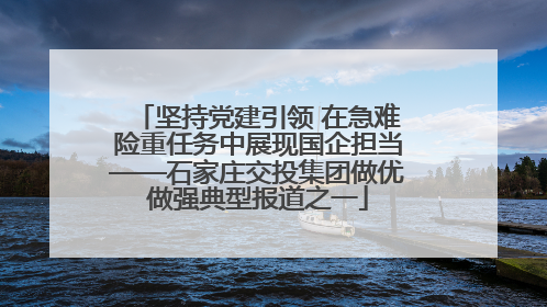 坚持党建引领 在急难险重任务中展现国企担当——石家庄交投集团做优做强典型报道之一
