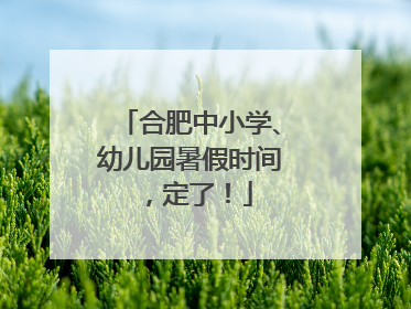 合肥中小学、幼儿园暑假时间，定了！