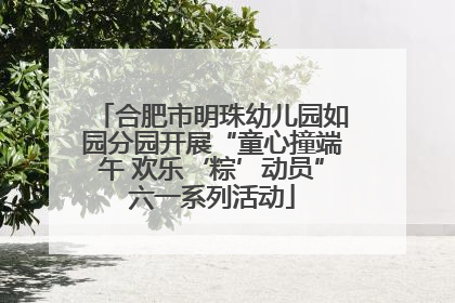 合肥市明珠幼儿园如园分园开展“童心撞端午 欢乐‘粽’动员”六一系列活动