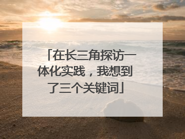在长三角探访一体化实践，我想到了三个关键词