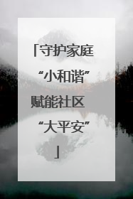 守护家庭“小和谐” 赋能社区“大平安”