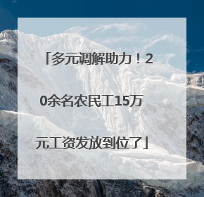 多元调解助力！20余名农民工15万元工资发放到位了