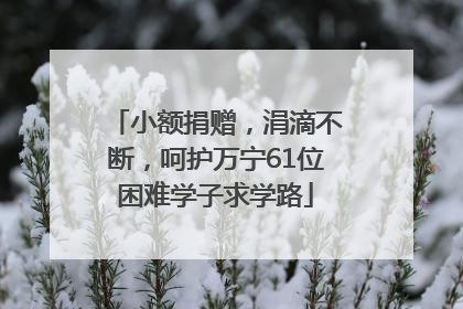 小额捐赠，涓滴不断，呵护万宁61位困难学子求学路