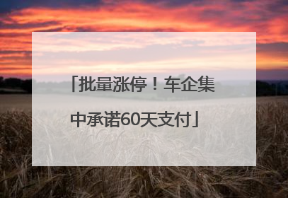 批量涨停！车企集中承诺60天支付