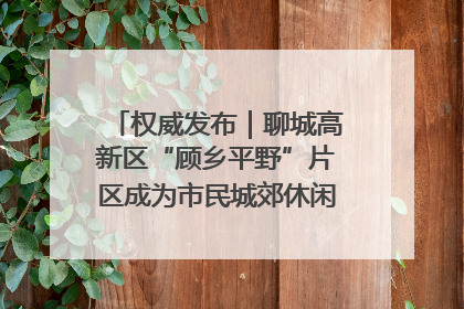 权威发布｜聊城高新区“顾乡平野”片区成为市民城郊休闲全新目的地