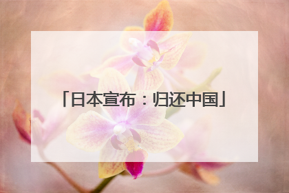 日本宣布：归还中国