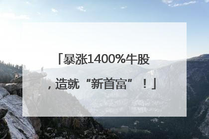 暴涨1400%牛股，造就“新首富”！