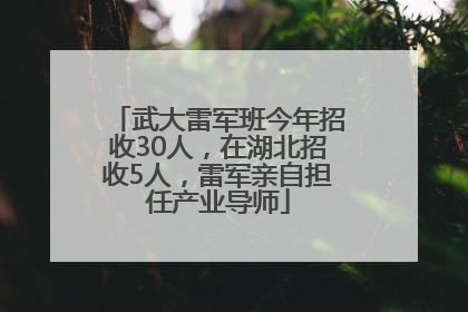 武大雷军班今年招收30人，在湖北招收5人，雷军亲自担任产业导师