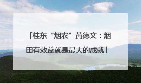 桂东“烟农”黄德文：烟田有效益就是最大的成就
