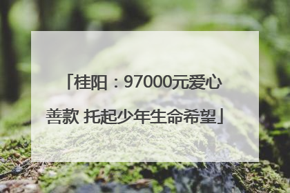 桂阳：97000元爱心善款 托起少年生命希望