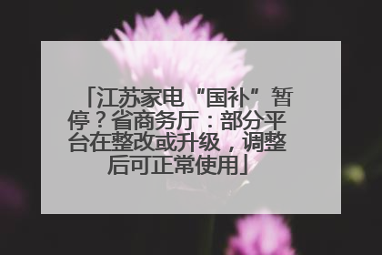 江苏家电“国补”暂停？省商务厅：部分平台在整改或升级，调整后可正常使用