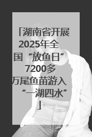 湖南省开展2025年全国“放鱼日” 7200多万尾鱼苗游入“一湖四水”