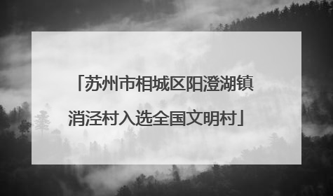 苏州市相城区阳澄湖镇消泾村入选全国文明村