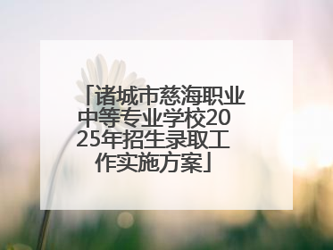 诸城市慈海职业中等专业学校2025年招生录取工作实施方案