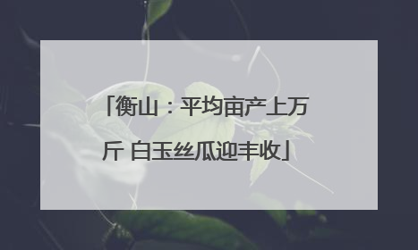 衡山：平均亩产上万斤 白玉丝瓜迎丰收