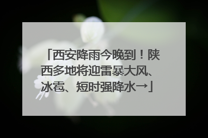 西安降雨今晚到！陕西多地将迎雷暴大风、冰雹、短时强降水→