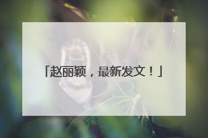 赵丽颖，最新发文！