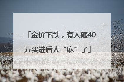金价下跌，有人砸40万买进后人“麻”了