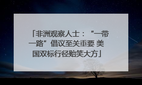 非洲观察人士：“一带一路”倡议至关重要 美国双标行径贻笑大方