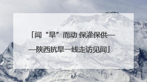 闻“旱”而动 保灌保供——陕西抗旱一线走访见闻