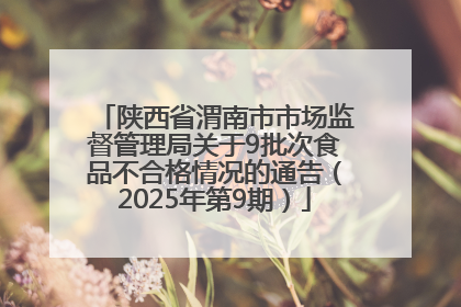 陕西省渭南市市场监督管理局关于9批次食品不合格情况的通告（2025年第9期）