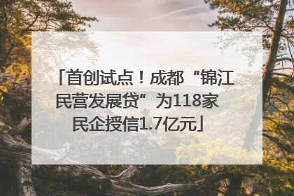 首创试点！成都“锦江民营发展贷”为118家民企授信1.7亿元
