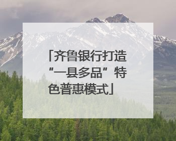 齐鲁银行打造“一县多品”特色普惠模式