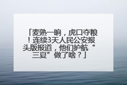 麦熟一晌，虎口夺粮！连续3天人民公安报头版报道，他们护航“三夏”做了啥？