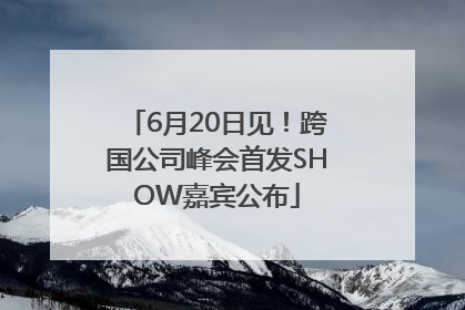 6月20日见！跨国公司峰会首发SHOW嘉宾公布