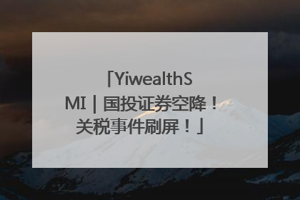 YiwealthSMI｜国投证券空降！关税事件刷屏！